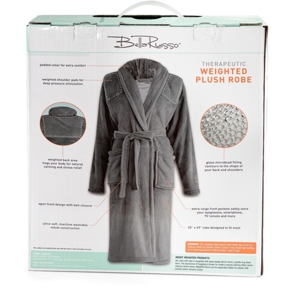 BELLA RUSSO Therapeutic Weighted Plush Robe in Gray - Picture 2 of 5